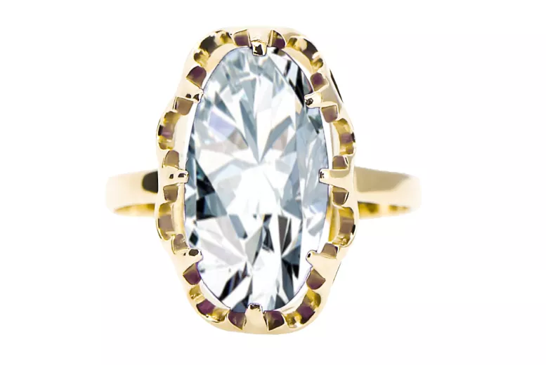 Zircon 14K Yellow gold Ring Vintage craft vrc253y